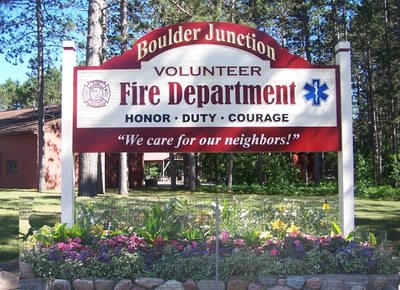Boulder Junction Fire Dept. sign